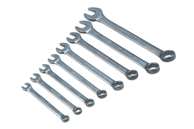 LASER 1571 Combination Spanner Set 8 Pieces 8mm-19mm Chrome Vanadium Steel