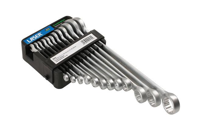 LASER 1572 Ring and Open Ended Spanner Set 12 Pieces 6-22 mm Chrome Vanadium