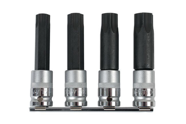 LASER 6425 4Pcs Screwdriver Tamperproof Star Bit Set 1/2" Drive CRV S2 Steel