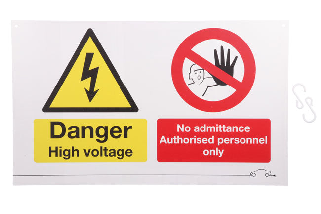 LASER 6639 High Voltage No Admittance Sign 500mm x 300mm 1.2mm Plastic 2 Holes