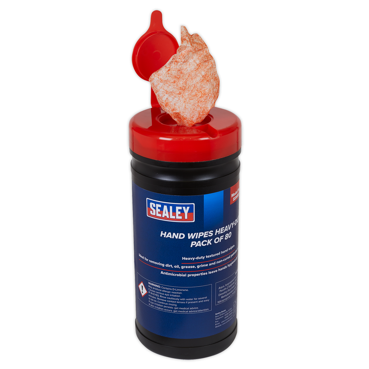 Sealey Hand Wipes Heavy Duty Textured Removes Dirt Oil Grease Pack of 80 SSW80