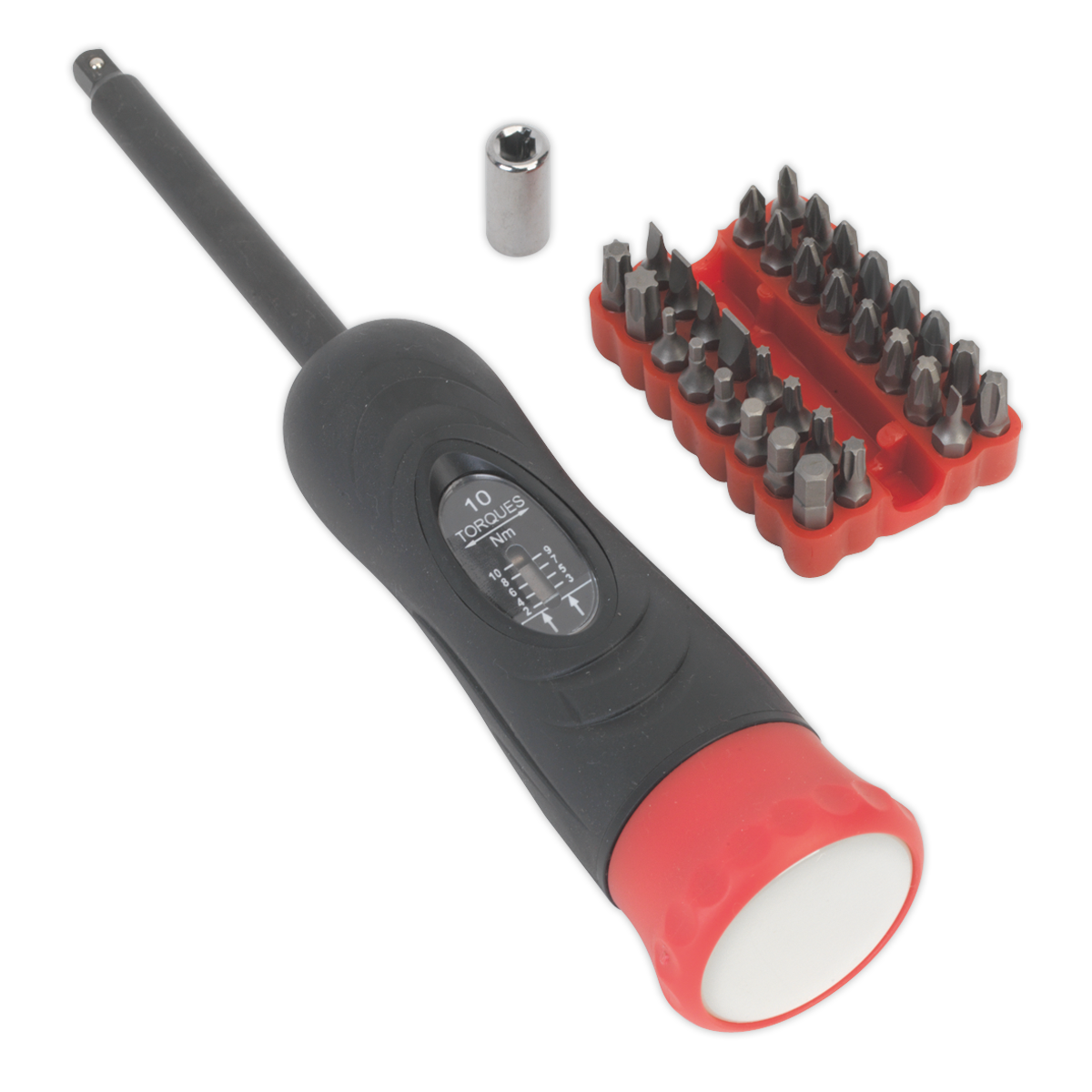 Sealey 34pc 1/4" Square Drive Torque Screwdriver Set 2-10Nm Red/Black STS100
