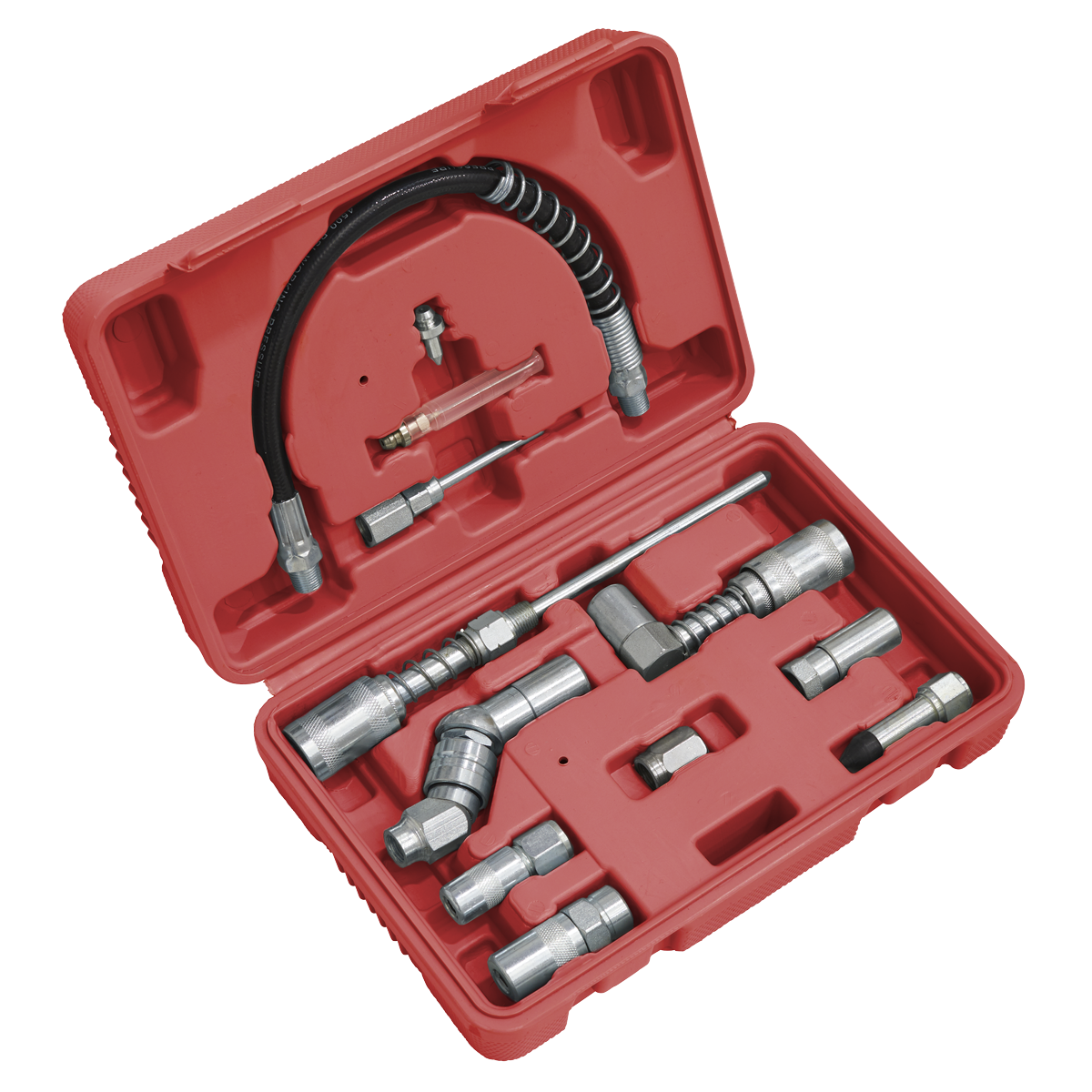 Sealey All-in-One Grease Gun Adaptor Kit In Storage Case 12 Pieces AK4482