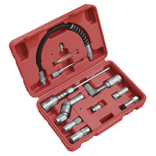Sealey All-in-One Grease Gun Adaptor Kit In Storage Case 12 Pieces AK4482