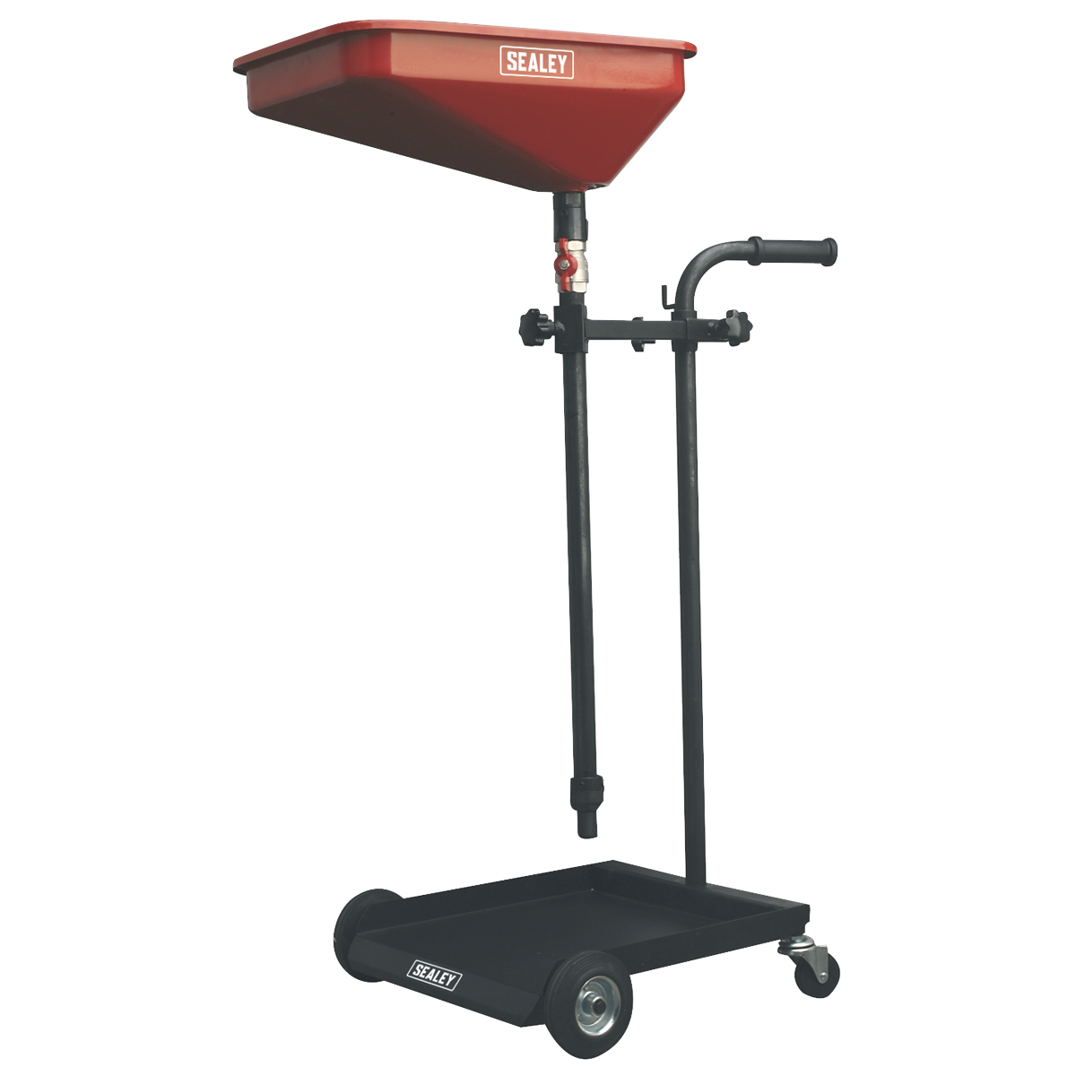 Sealey Waste Oil Drain Collector Heavy Duty Trolley With Handle Red/Black AK449D
