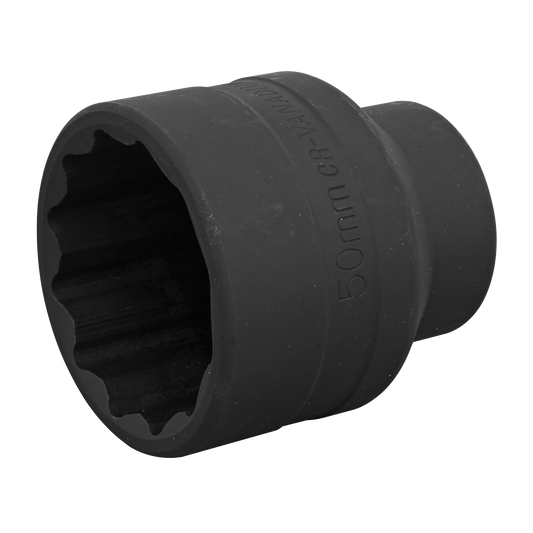 Sealey Impact Socket 50mm Bi-Hex 3/4" Square Drive Chrome Vanadium Steel SX014