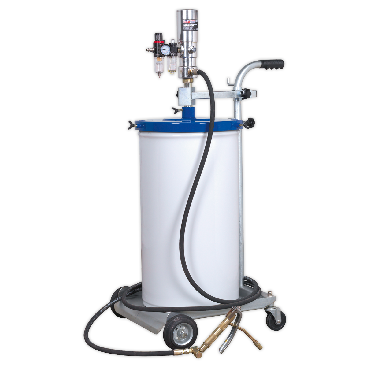 Sealey Grease Pump Air Operated Control Valve & Bucket Trolley 50kg AK453X