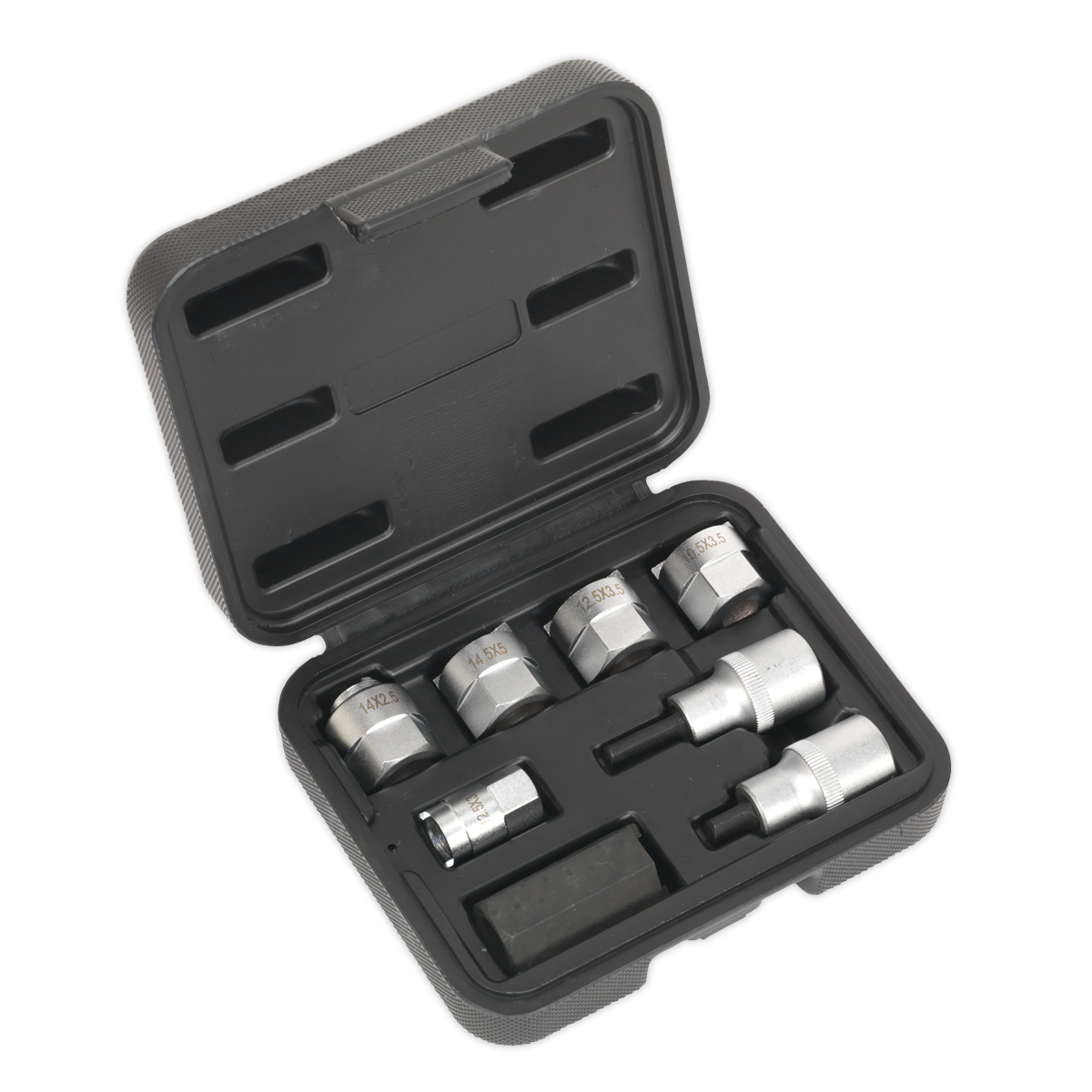 Sealey Strut Nut Set For McPherson 1/2" Square Drive 8 Pieces Silver SX0331