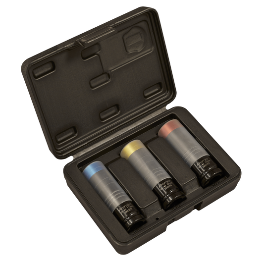 Sealey Alloy Wheel Ultra-Power Impact Socket Set 3pc 1/2" Square Drive SX039