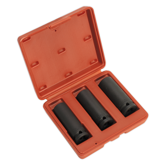 Sealey WallDrive Impact Socket Set 3 Pieces Deep 1/2" Square Drive Tool SX043