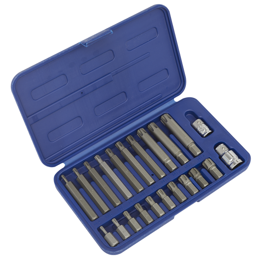 Sealey Ribe Bit Set 22pc 3/8" & 1/2" Square Drive Chrome Vanadium Steel SX105