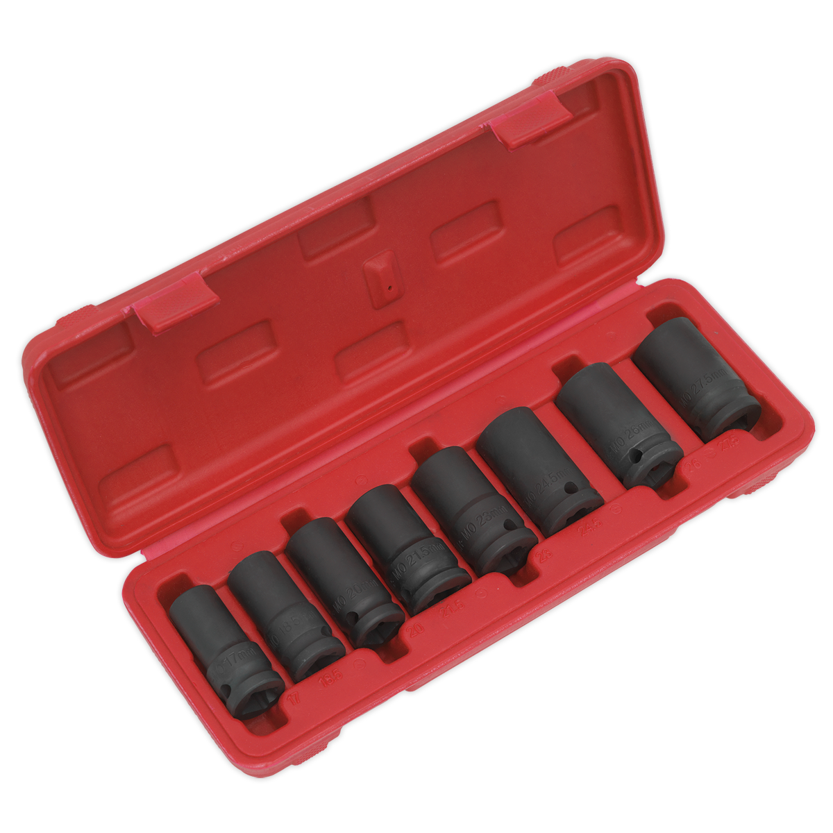 Sealey Locking Wheel Nut Removal Set 8 Pieces 1/2" Square Drive Black SX202