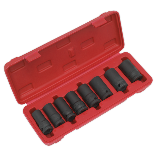 Sealey Locking Wheel Nut Removal Set 8 Pieces 1/2" Square Drive Black SX202