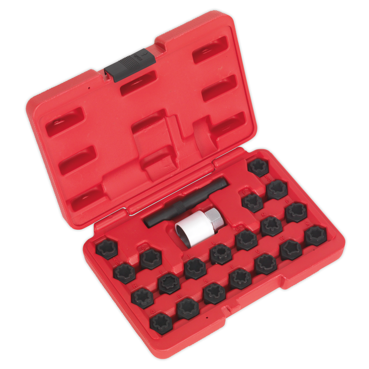 Sealey Locking Wheel Nut Key Set 22 Pieces Fits Audi Vehicles Black SX206