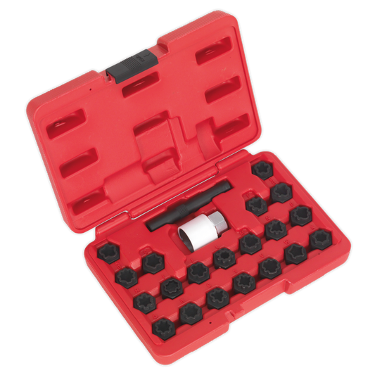 Sealey Locking Wheel Nut Key Set 22 Pieces Fits Audi Vehicles Black SX206