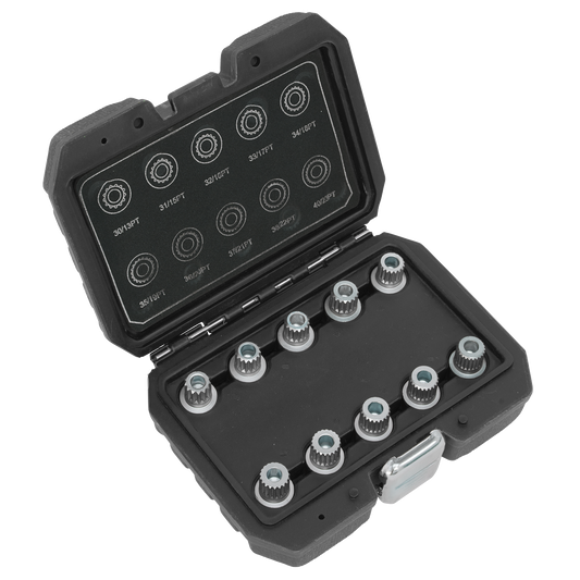 Sealey BMW/MINI Locking Wheel Nut Key Set 17mm Hex 10 Pieces Silver SX208