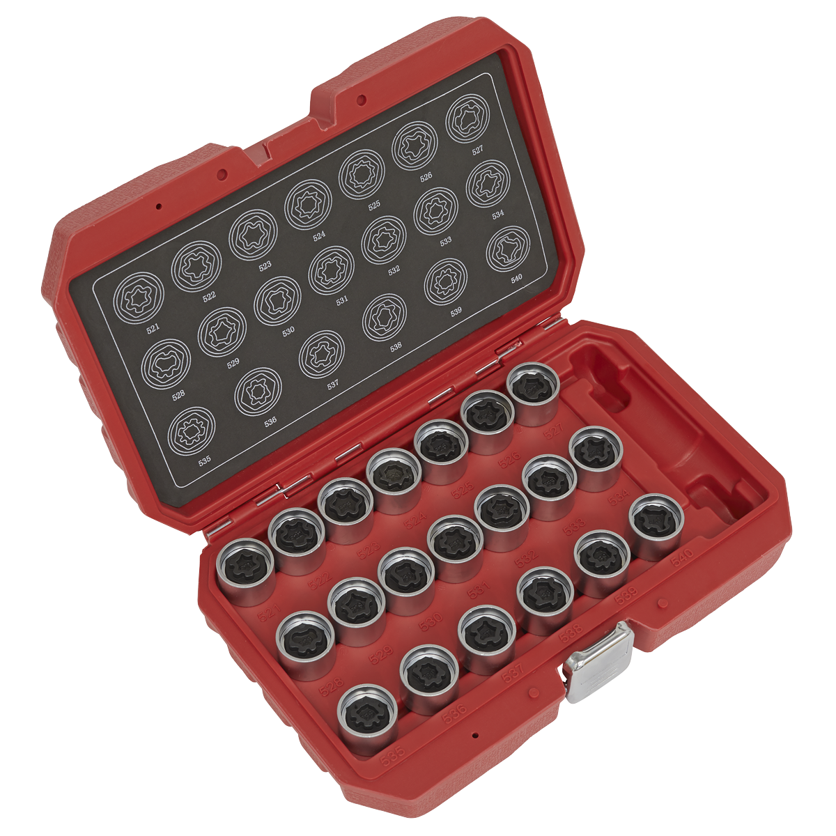Sealey Locking Wheel Nut Key Set 20 Pieces Fits VAG Vehicles Silver SX219