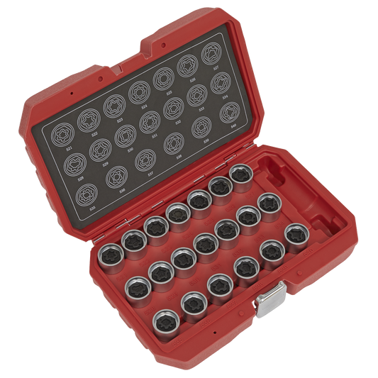 Sealey Locking Wheel Nut Key Set 20 Pieces Fits VAG Vehicles Silver SX219