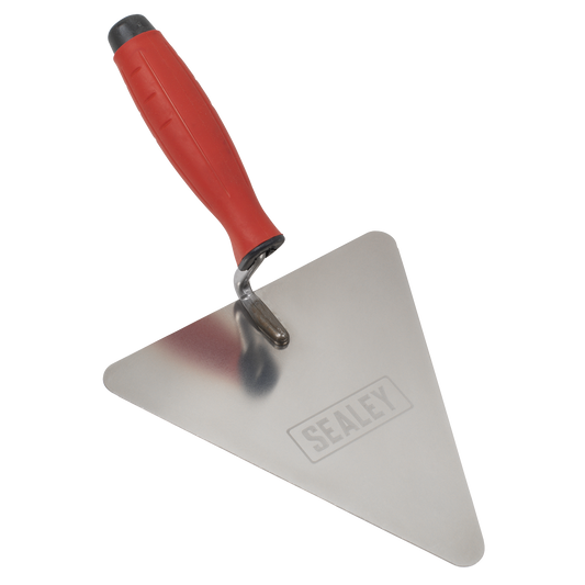 Sealey Stainless Steel Triangular Brick Trowel Rubber Handle 180mm Soft Grip