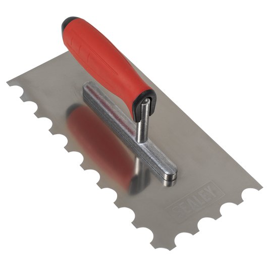 Sealey Stainless Steel 270mm Semicircle Tooth Trowel Rubber Handle Aluminium