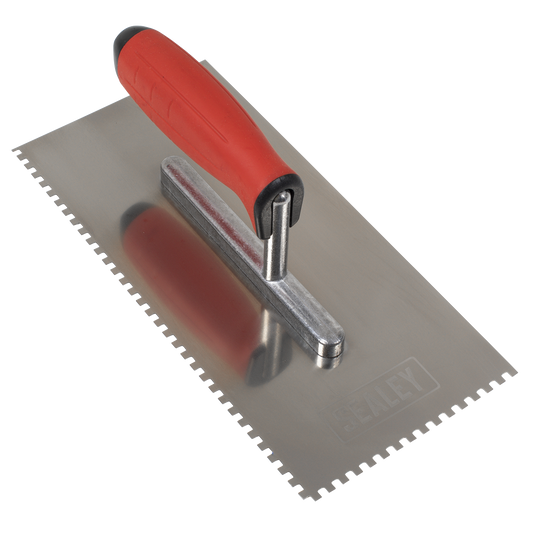 Sealey Stainless Steel 270mm Notched Trowel Rubber Handle Soft Grip 4mm T7804