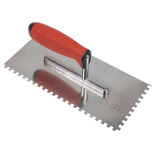 Sealey Stainless Steel 270mm Notched Trowel Rubber Handle Soft Grip 6mm T7806