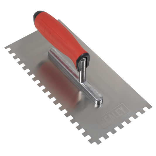 Sealey Stainless Steel 270mm Notched Trowel Rubber Handle Soft Grip 8mm T7808