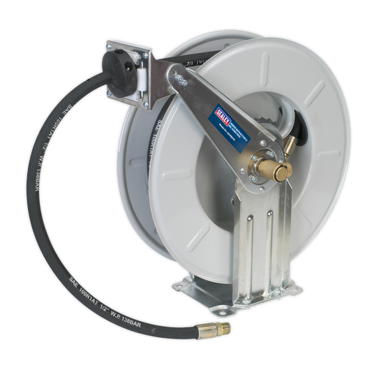 Sealey 10m Retractable Oil Hose Reel With Powder Coat Finish 1.5m Hose AK4567D