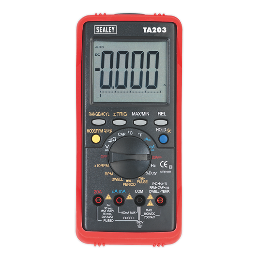 Sealey Automotive Digital Multimeter 15 Function Bar Graph/PC Link TA203