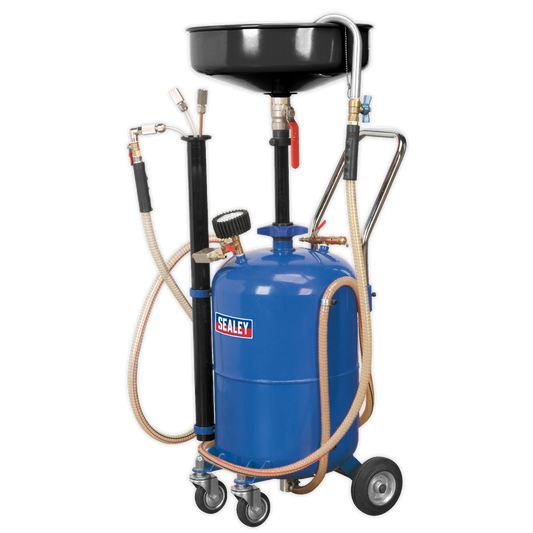 Sealey Air Discharge Mobile Oil Drainer With Probes 35L Reservoir AK456DX