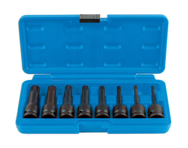 LASER 6749 8Pcs Screwdriver Impact Tamperproof Spline Bit Set 1/2" Drive 78mm