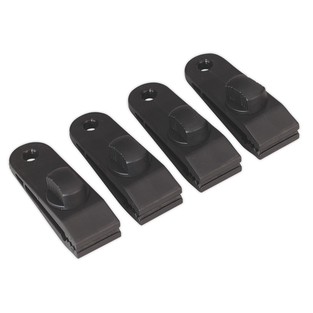 Sealey 4pc Tarpaulin Composite Clip Set With Heavy Duty Spring Black TARP4
