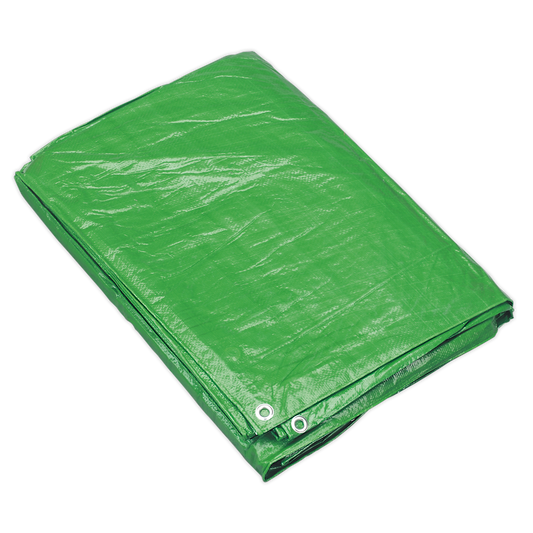 Sealey Tarpaulin 1.83 x 2.44M Waterproof 130g/m² Polyethylene Green TARP68G