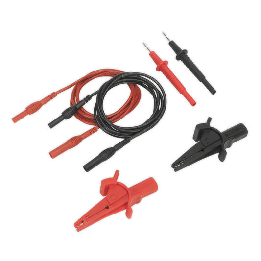 Sealey 1.35m Automotive Test Leads & Crocodile Clip Set - 6 Pieces Kit TATL