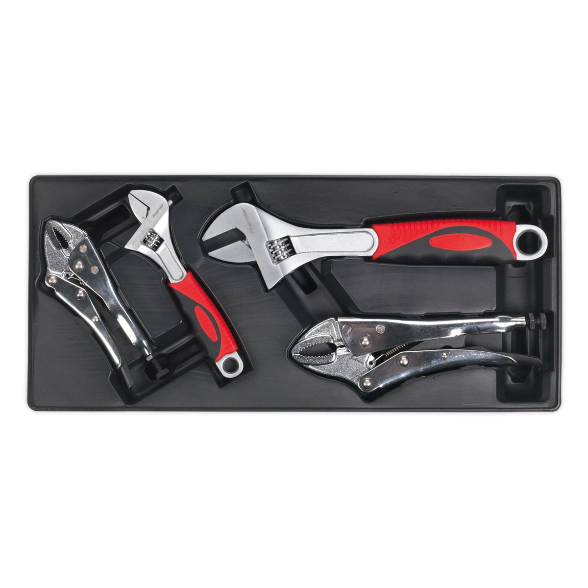 Sealey Tool Tray With Locking Pliers & Adjustable Wrench Set 4 Pieces TBT04