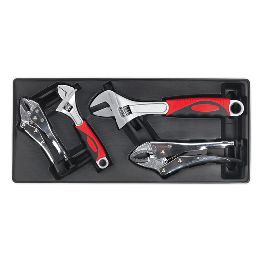 Sealey Tool Tray With Locking Pliers & Adjustable Wrench Set 4 Pieces TBT04