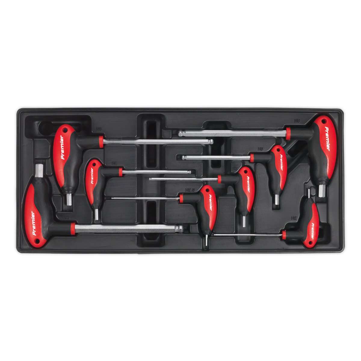 Sealey T-Handle Ball-End Hex Key Set With Tool Tray 8 Pieces Red/Black TBT06