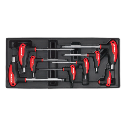 Sealey T-Handle Ball-End Hex Key Set With Tool Tray 8 Pieces Red/Black TBT06