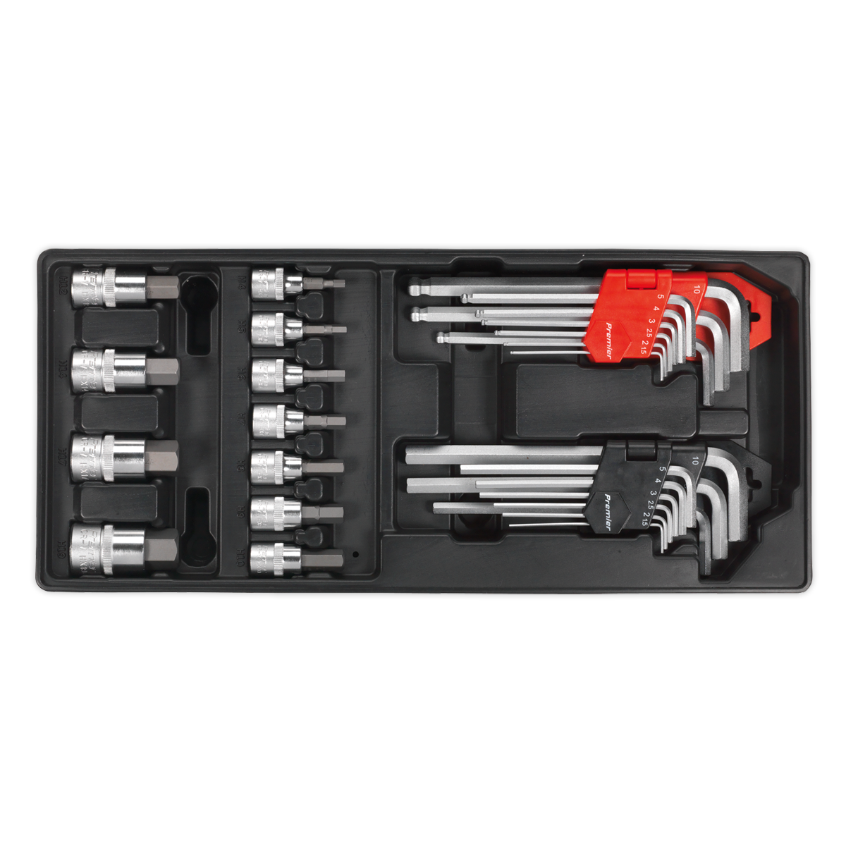 Sealey Hex/Ball-End Hex Key & Socket Bit Set With Tool Tray 29 Pieces TBT07