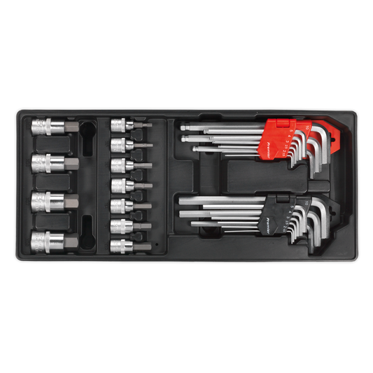Sealey Hex/Ball-End Hex Key & Socket Bit Set With Tool Tray 29 Pieces TBT07