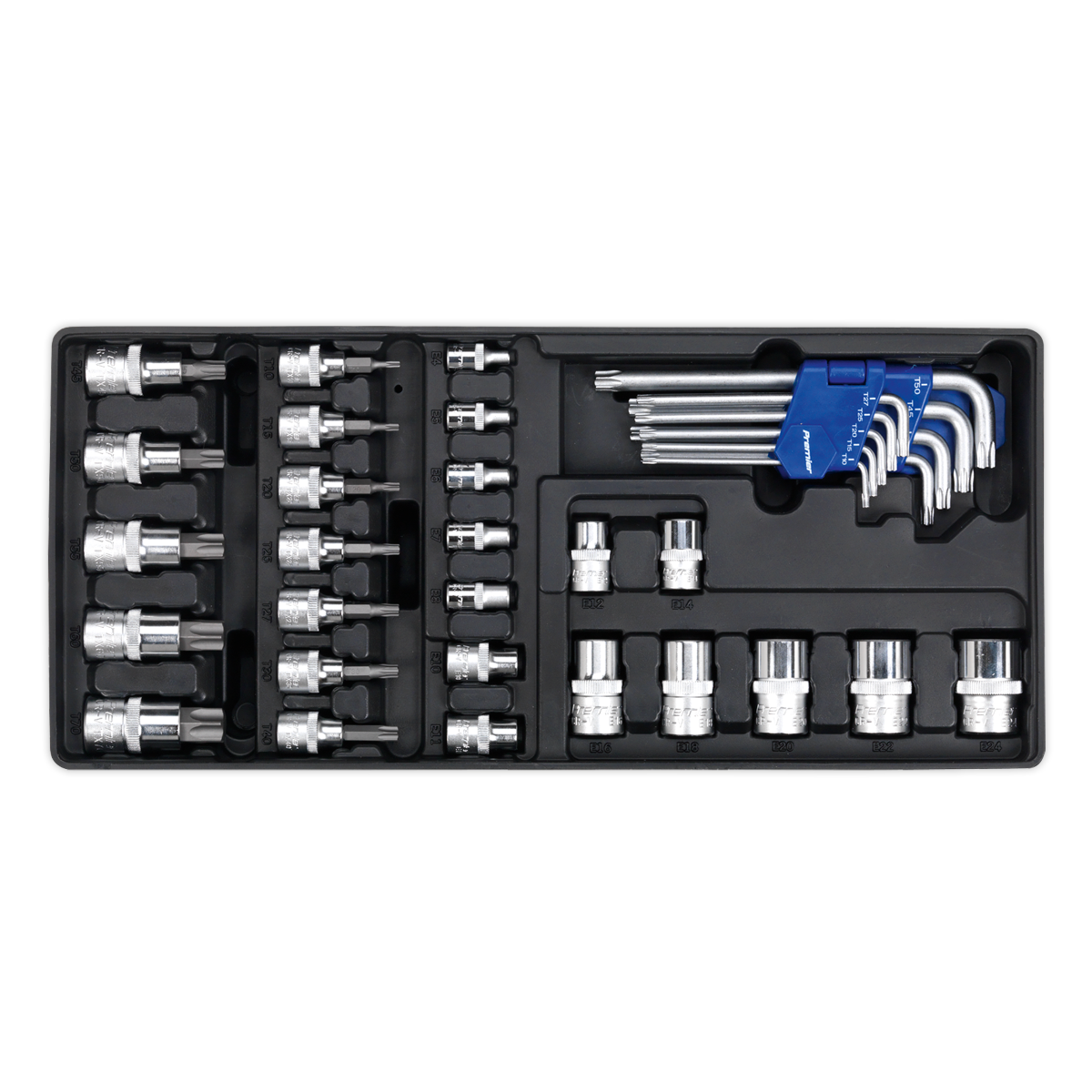 Sealey Tool Tray With TRX-Star Key, Socket Bit & Socket Set 35 Pieces TBT08