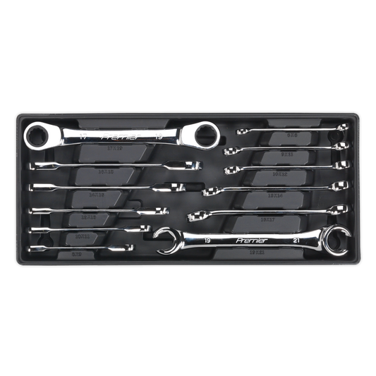 Sealey Tool Tray With Flare Nut & Ratchet Ring Spanner Set 12 Pieces TBT13