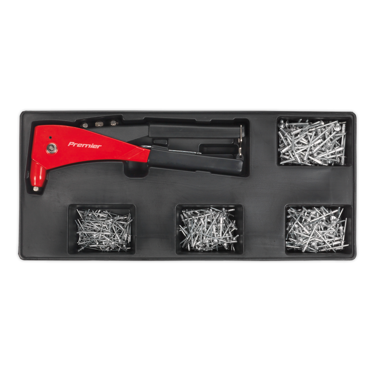 Sealey Tool Tray With Riveter & 400 Assorted Rivet Set 176.5 x 397 x 55mm TBT15