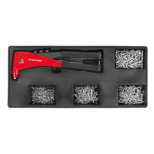 Sealey Tool Tray With Riveter & 400 Assorted Rivet Set 176.5 x 397 x 55mm TBT15