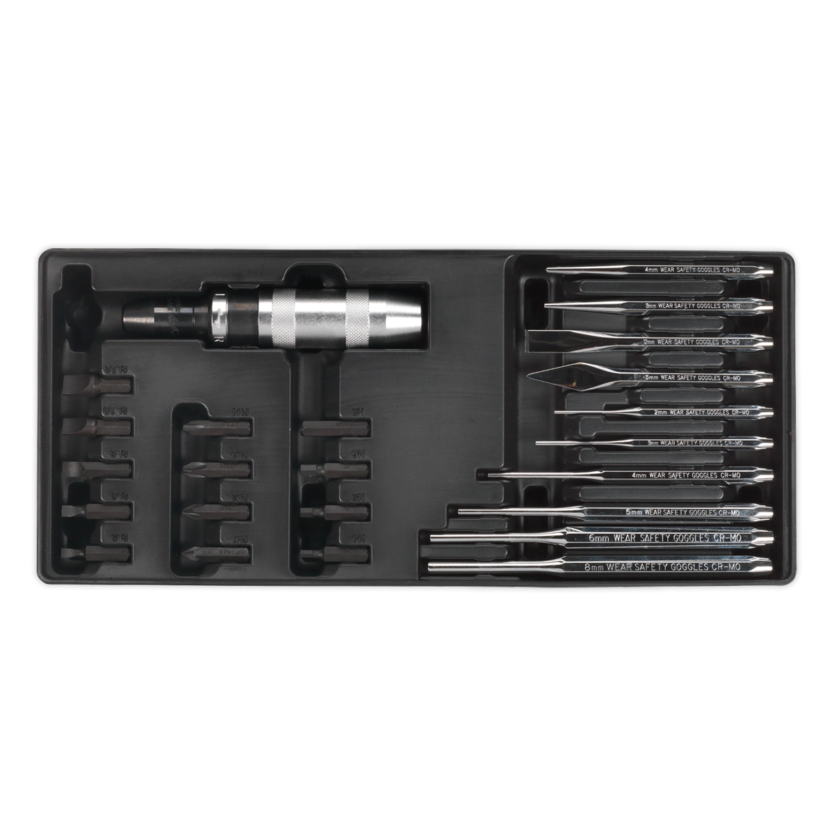 Sealey Tool Tray With Punch & Impact Driver Set 25 Pieces 176.5x397x55mm TBT18