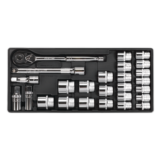 Sealey Tool Tray With Socket Set 26pc 1/2" Square Drive 176.5 x 397 x 55mm TBT21