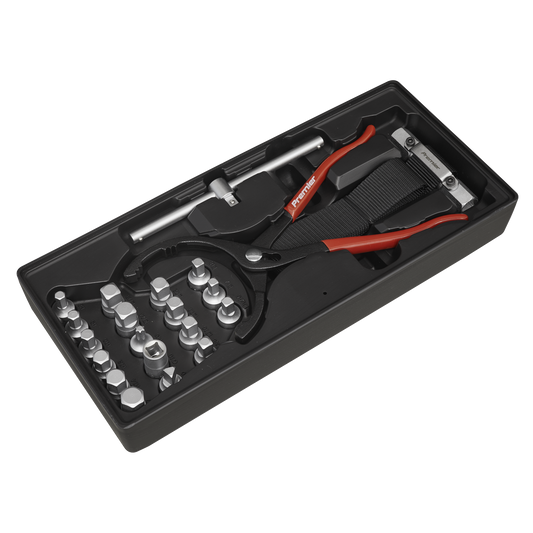 Sealey 21 Pieces Oil Filter Wrench Pliers & Drain Key Set With Tool Tray TBT28