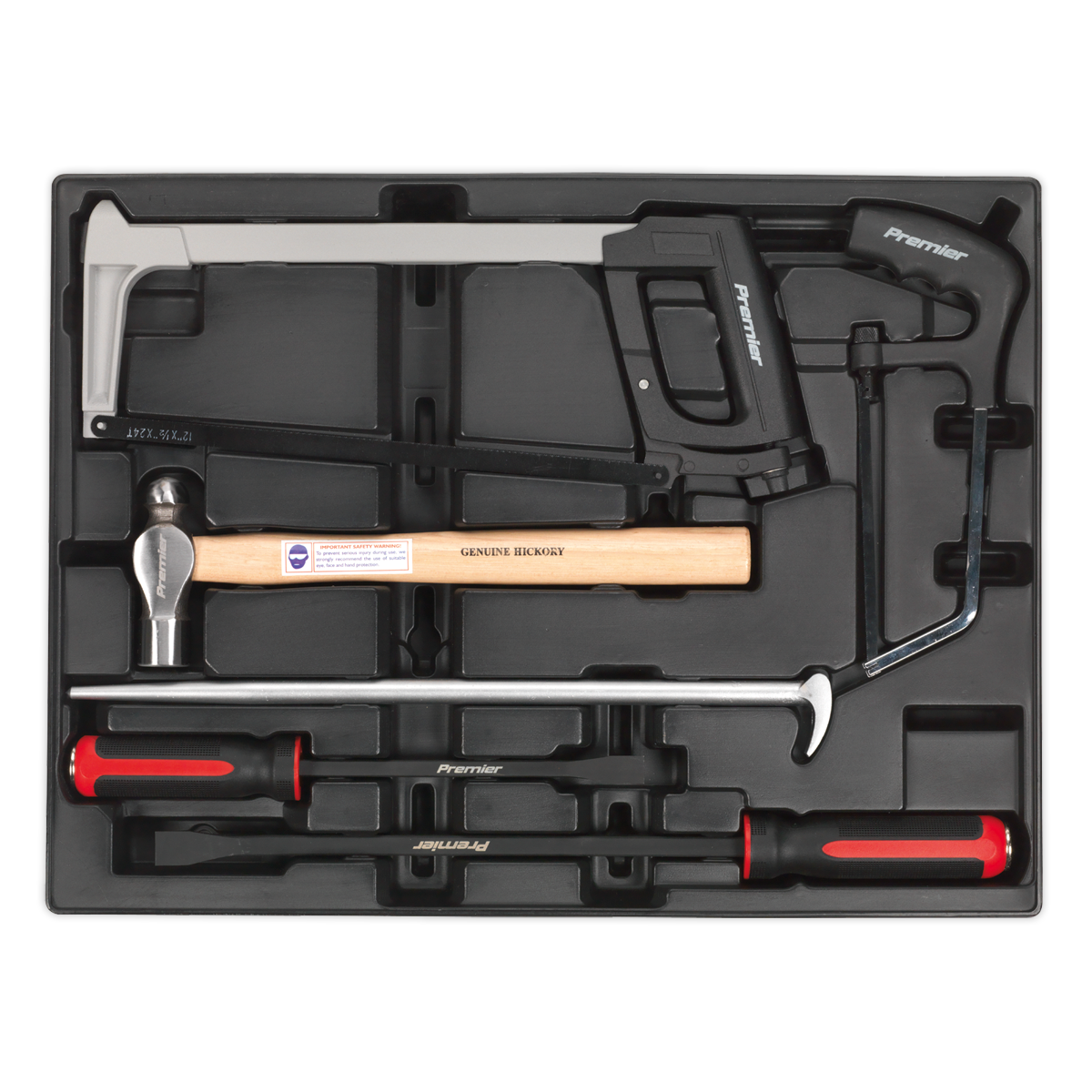 Sealey Tool Tray With Prybar Hammer & Hacksaw Set 6 Pieces Professional TBT30