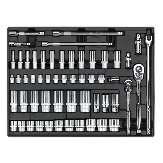 Sealey Tool Tray With Socket Set 55 Pieces 3/8" & 1/2" Square Drive TBT31