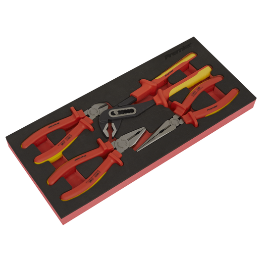 Premier Insulated Pliers Set 4 Pieces With Tool Tray VDE Approved TBTE07